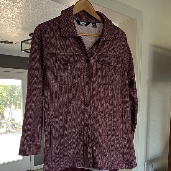 Lands' End Tops - Lands' End Maroon Herringbone Jacket